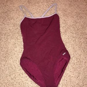 Maroon mariia leotard with gray trim